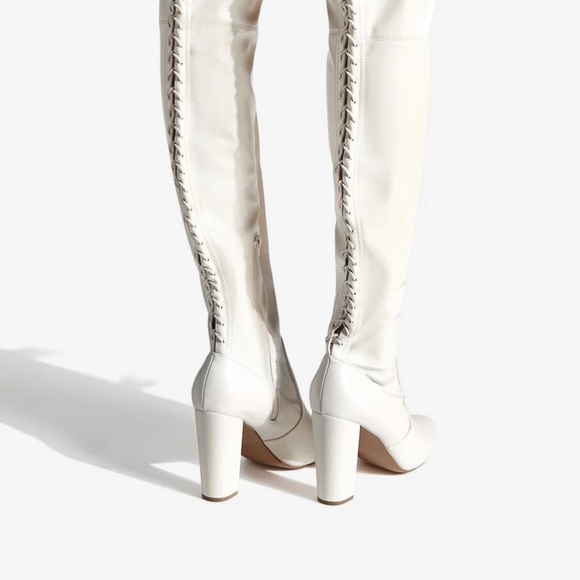 White heel lace back boots - Picture 2 of 6